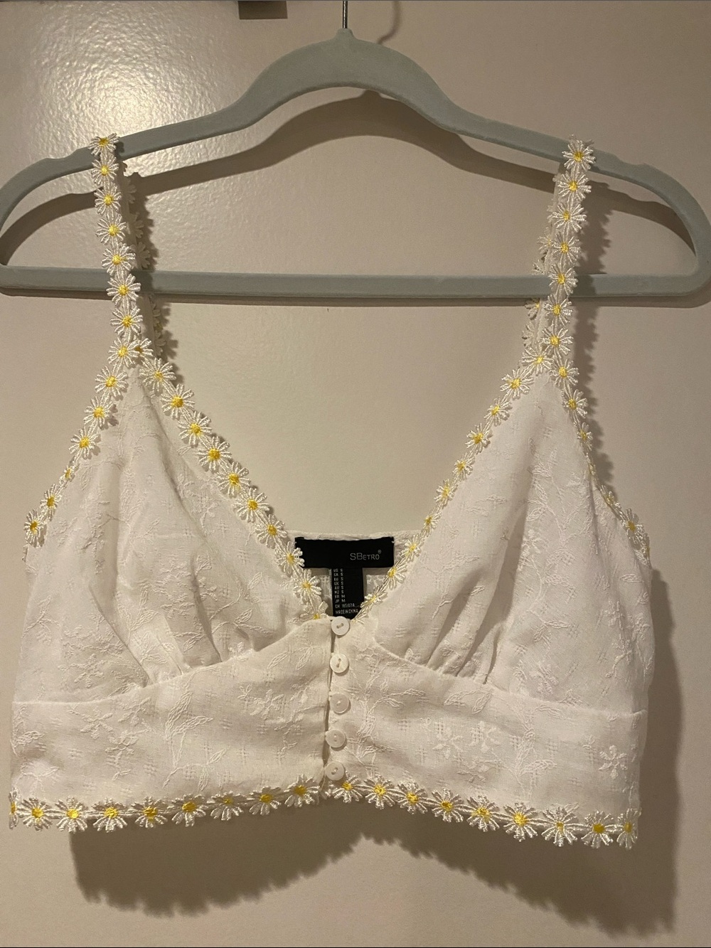 Etro White Lace Daisy-Trim Camisole